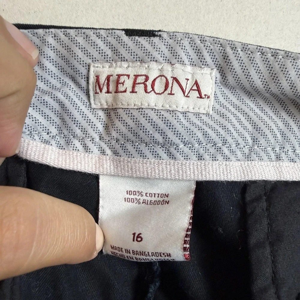 Merona Shorts Womens 16 Black Chino Twill 3 Inseam Regular Fit Casual Summer